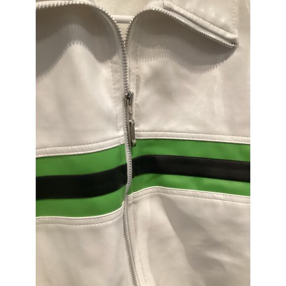 Vtg Express Womens Cropped Jacket Size Small S White Green Y2K Britney Rave Punk - Picture 9 of 14